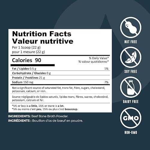 Bone Broth Powder - Grass Fed Bone Broth Powder with Protein [21g per serving] and Collagen [16g per serving]. Keto, Paleo, Dairy Free, Non-GMO thumbnail 2