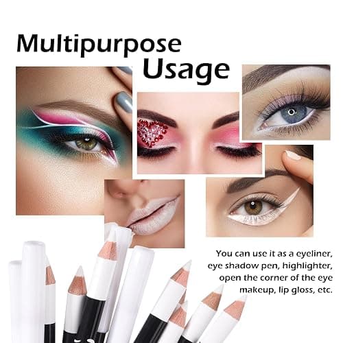 FREEORR 12 Packs Professional Highlighter Eye Liner Pen, White Eyeliner Pencil, Waterproof Long Lasting Eye Brighten thumbnail 6