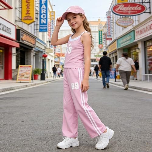 Voxikodex Girls Clothes 2 Piece Camisole Tank Tops & Wide Leg Pants Summer Active Outfits for Teen Girls Size 7-14Y thumbnail 4