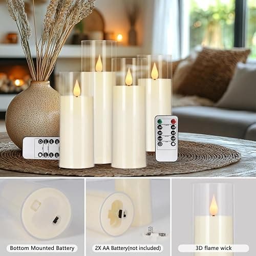 CAKETYCG 24-Pack LED Flameless Candles(14/16/18cm) with 4 Timers Remote - 3D Flickering Flame, Clear, Perfect Decor for Home & Events. thumbnail 6