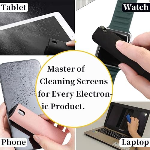 Car Screen Cleaner Spray and Wipe for Women, Cell Phone Touchscreen Cleaning Wiper Kit Accessories for MacBook Display iPad iPhone Mac Laptop Computer Monitor TV Screens, Black Grey White thumbnail 4