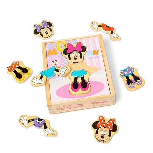 Melissa & Doug Disney Minnie Mouse Dress-Up Puzzle, 18 Pieces Mix and Match Outfits, Sorting & Matching Toy with Storage Case, Educational Puzzle for Toddlers Ages 3+ - Image 1