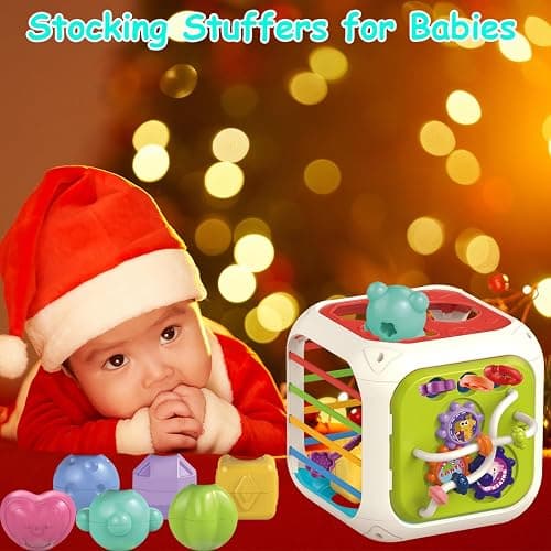 MINGKIDS 7 in1 Montessori Toys for Toddlers 1 Years,Shape Sorter Colorful Stacking and Pull String Toys,Car Travel Toys Christmas Birthday Gifts for Toddler Stocking Stuffer - Montessori 7 IN 1 thumbnail 5