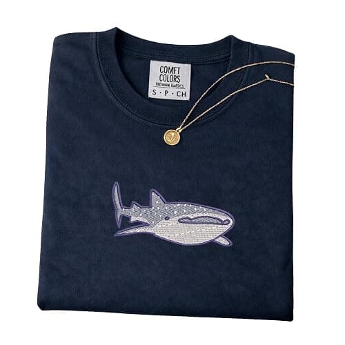 Embroidered Whale Shark Shirt, Cute Ocean Sea Life T-Shirt, Aesthetic Marine Biology Tee, Gift for Shark Lovers thumbnail 5