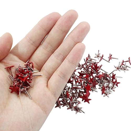 Piutouyar 150 Pcs Star Push Pins, Red Upholstery Tacks Star Shaped Decorative Thumb Tacks Metal Upholstery Pins for Upholstered Furniture Cork Board DIY Projects or Home Decor 11 x 13mm thumbnail 3