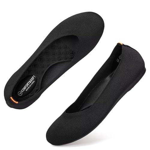 Frank Mully Women's Ballet Flats Round Toe Walking Flats Slip On Work Shoes Knitted Flats Shoes for Woman Soft Lightweight thumbnail 6