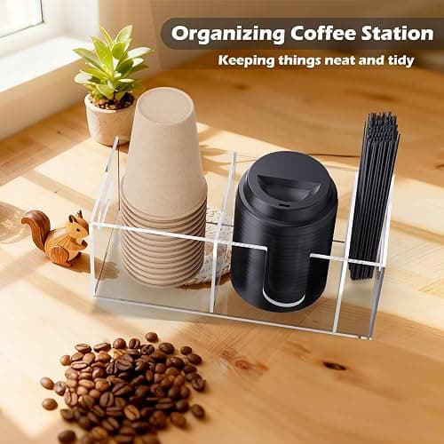KZLCAKK Acrylic Coffee Cup Holder for Countertop, Coffee Bar Accessories and Organizer - Coffe Station Organizer for Cup Lid Stirrers Pod thumbnail 2
