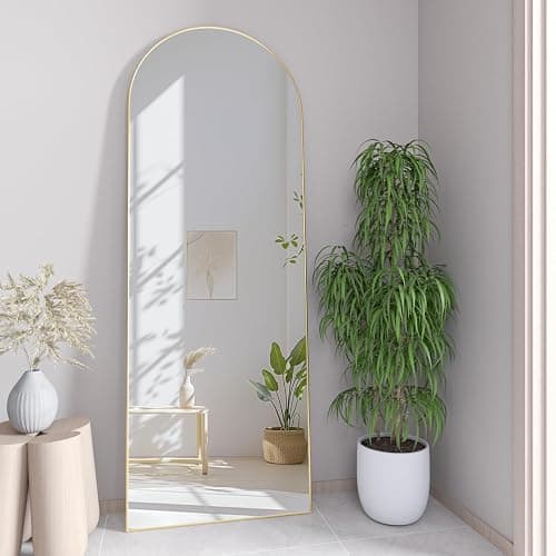 NEUWEABY Full Length Mirror, 56"x16" Arch Floor Mirror with Stand, Gold Arched Full Body Standing or Leaning Mirror for Bedroom, Living Room thumbnail 7
