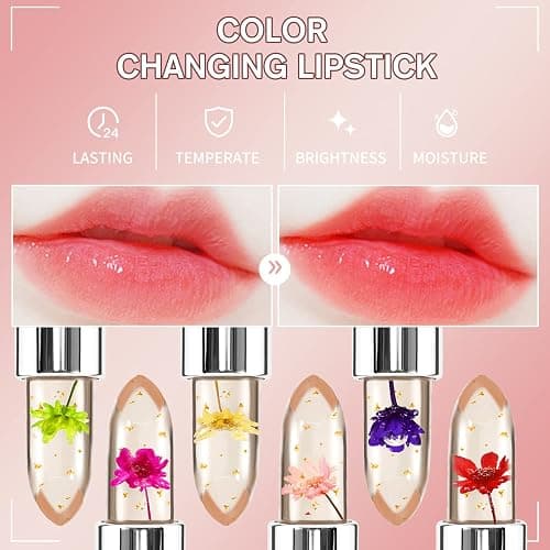 BestLand 3 Pcs/Set Flower Jelly Lipstick Set Temperature Change Moisturizer Long Lasting Nutritious Balm Magic Color Change Lip Gloss (3Pcs Flower Jelly Lipstick 010203) thumbnail 9