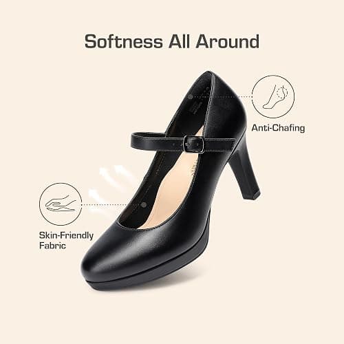 DREAM PAIRS Women's Pumps Close Toe Classic High Heels Round Toe Comfortable Low Platform Mary Jane Dress Shoes thumbnail 3