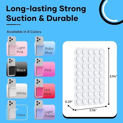Silicone Suction Cup Phone Mount Double-Sided, Sticky Grip Suction Phone Case Mount for iPhone & Android, Hands-Free Phone Accessories for Tiktok Videos & Selfies (Clear) thumbnail 5