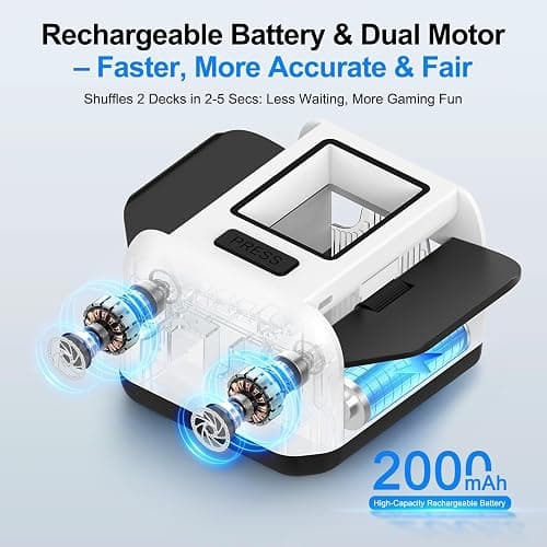 HUAYAGHFHD Automatic Card Shuffler|1-2 Deck Electric Card Shuffle Machine|Portable Rechargeable (2000mah)|for Poker, Uno, Blackjack, Skip-Bo, Phase 10 More Playing Shuffler for Home Game,Travel thumbnail 5