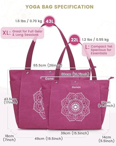 Gonex Yoga Mat Bag, Yoga Gym Bag Tote Bag with Multi Pockets For Women Men, Canvas Yoga Mat Carrier Take in Out Mat Easily For Pilates Travel Workout Office thumbnail 6