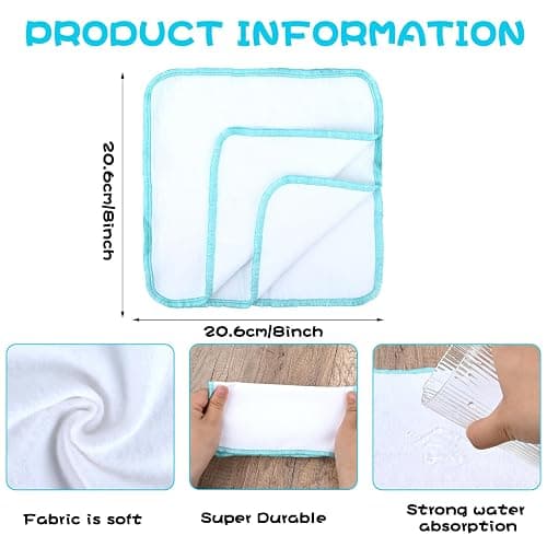 VAIPI 100 Pack Flannel Cloth Baby Wipes with Dispenser Reusable Baby Wipes Washable Natural Soft and Skin-Friendly Cloth Wipes Reusable Tissues Hand Washcloth for Cloth Diapers 8x8 Inch - White thumbnail 2