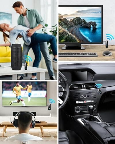 (Upgraded) Ankilo Aux Bluetooth 5.3 Adapter for Car, 2 in 1 Bluetooth Receiver Transmitter for Car with Display Screen, Suitable for Cars, Speakers, Stereo Systems and Headphones thumbnail 9