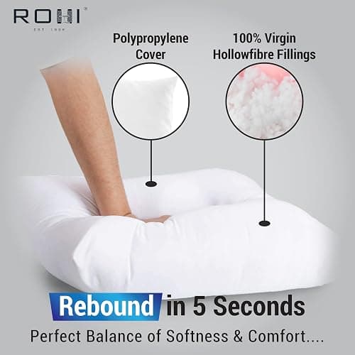 Rohi Set of 4 Hypoallergic Cushion pads - White polyster square Cushions - Standard stuffer pack of Cushion inserts (45x45 CM.) thumbnail 4