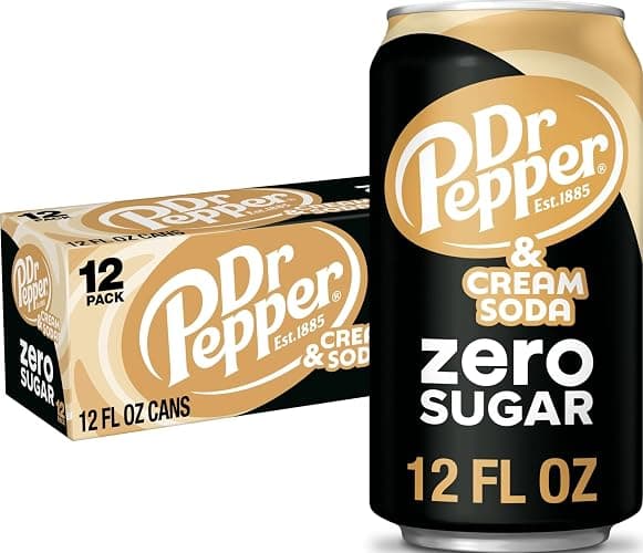 DR PEPPER and Cream Soda Zero Sugar, 12 fl oz cans, 12 pack - Image 1