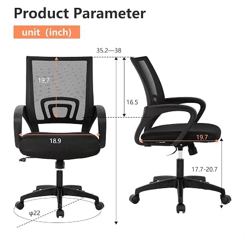 PayLessHere Home Office Chair Desk Computer Chair Adjustable Ergonomic Lumbar Support Armrest Executive with High Density Mesh 360 Degree Swivel Chair for Men Women Adults, Black thumbnail 3