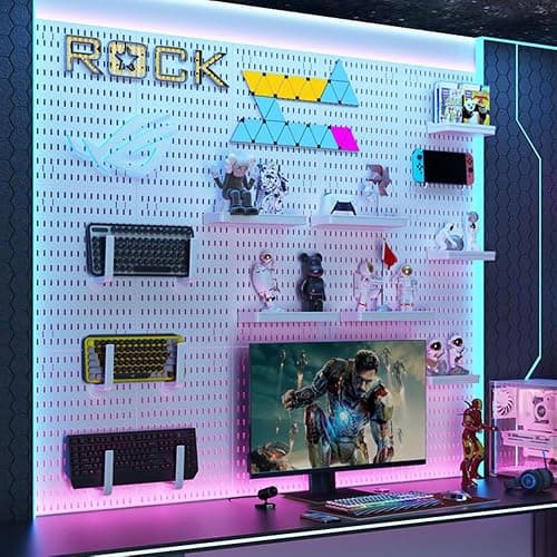 Tuzau Pegboard Wall Organizer, Wall Mounted Storage Set with 2 Pegboards & 13 Accessories, 23.6" x 11.81" White Peg Board Organizer thumbnail 3