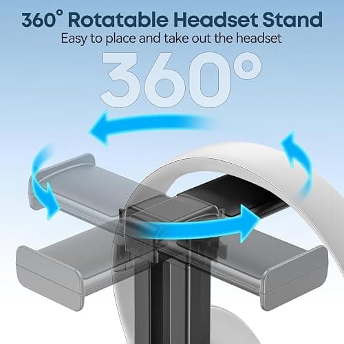 Gaming Headset & Controller Stand, Rotating Headphone Storage with Controller & Phone Holder, Game Desk Storage with Cable Organizer for PS5/PS4/XBOX PC Gamer Essentials Organizer Gift Accessories thumbnail 4