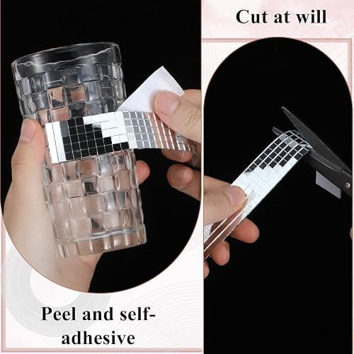 10000 Pcs Disco Ball Mirror Tiles Self Adhesive 5 x 5 mm Small Square Mirror Mosaic Tiles Disco Ball Tapes Stickers for Crafts DIY Party Decoration thumbnail 5