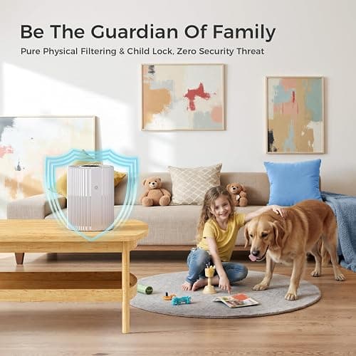 VOOPNU Air Purifiers For Bedroom And Home 1095 Sq. Ft True H13 HEPA Pet Air Purifier For Dorm Room With Air Quality Display 360° Air Intake & Outlet For Bedroom Office, DH-JHD07(White) thumbnail 6