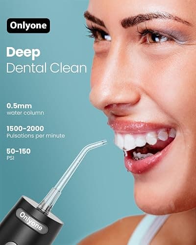 Onlyone Water Dental Flosser Pick for Teeth, 300ML Portable Oral Irrigator, Rechargeable Travel Irrigation Cleaner, Professional Electric Flossing Machine Power Flossers & Irrigator Accessories - Black thumbnail 2