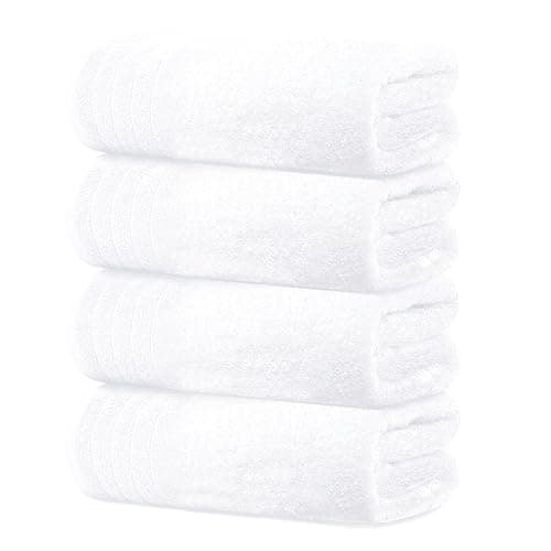 Tens Towels Pack of 4 Extra Large Bath Towels 30 x 60 Inches, 100% Cotton, Larger & Lighter Weight, Quicker to Dry, Super Soft and Absorbent, Perfect for Bathroom, White - Image 1