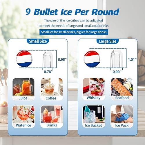 DollarDash 26LBS Per Day Portable Countertop Ice Maker, Self-Cleaning 2 Sizes of Bullet Ice Machine with Scoop and Basket, 9 Cubes in 6 min,Ideal for Home/Kitchen/Bar/Camping (Home, 26.5LBS/Day) thumbnail 4