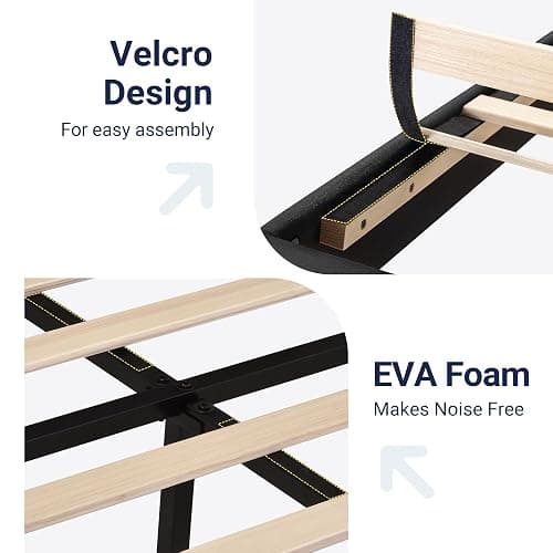 Allewie Full Size Platform Bed Frame with Fabric Upholstered Headboard and Wooden Slats Support, Fully Upholstered Mattress Foundation/No Box Spring Needed/Easy Assembly, Dark Grey thumbnail 5