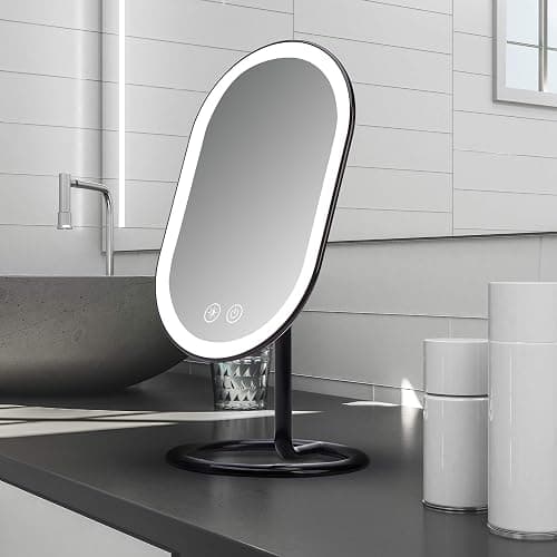 Fancii Vera LED Lighted Vanity Makeup Mirror, Rechargeable - Cordless Illuminated Cosmetic Mirror with 3 Dimmable Light Settings, Dual Magnification (Obsidian) thumbnail 2