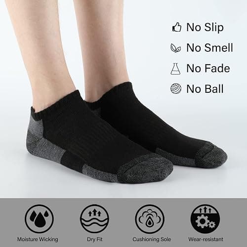 COOPLUS 12 Pack Mens Cushioned Ankle Socks, Low Cut Breathable Casual Socks (Shoe Size 6-11) thumbnail 7