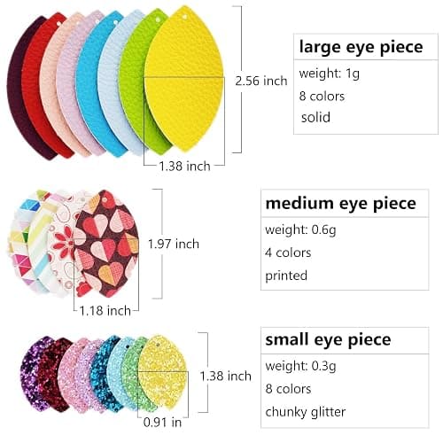 AOUXSEEM 321 Pcs Faux Leather Earrings Making Kit for Beginner, Contains 96 Pre Cut Evil Eye Earring Pieces with Hooks Jump Rings Opener Earring Display Cards and Self-Adhesive Bags thumbnail 4