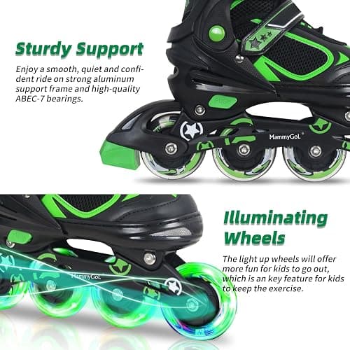 MammyGol Adjustable Inline Skates for Kids Boys Girls Youth Beginner with Light up Wheels Ages 4-16 thumbnail 3