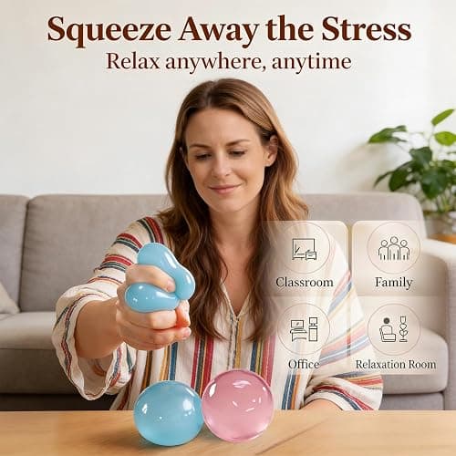 Coconut Oil Scented Squishy Ball – Super Soft, Stretchy Fidget Toy for Anxiety Relief,Squeeze the Stress Away(Blue+Pink) thumbnail 4