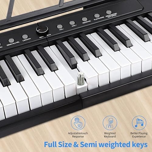 88 Key Piano Keyboard, Semi Weighted Electronic Digital Piano with Music Stand, Power Supply, Sustain Pedal, Bluetooth, Stand, MIDI, for Beginner Professional at Home, Stage thumbnail 2