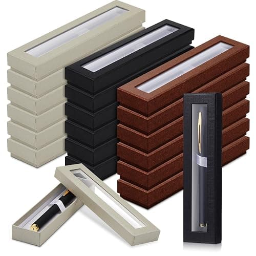 Colarr 36 Pcs Pen Gift Box Empty Ballpoint Pen Box with Cushion Clear Lid Jewelry Display Case for Gift Collection Office Supplies Birthday Souvenir Presentation Christmas(Black, Silver, Bronze) - Image 1
