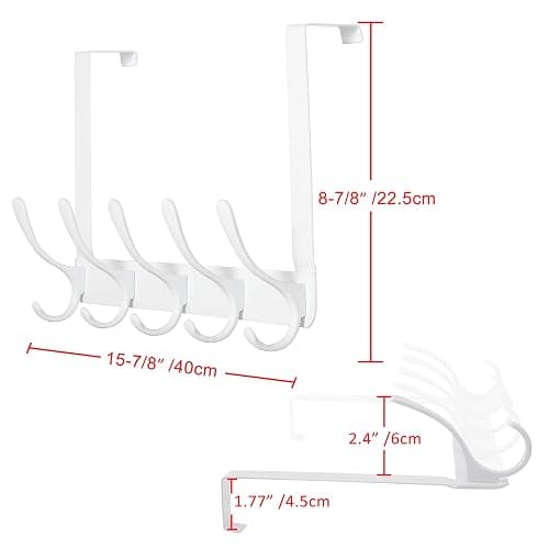 SKOLOO Over The Door Hook, Door Hanger Hooks for Hanging Clothes, Towels, Coats, Hats, Over The Door Towel Hook - White, Assembly Required thumbnail 3