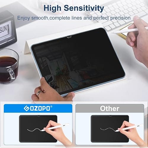 GOZOPO 360° Privacy Screen Protector for iPad A16 11th /10th Generation 10.9" (2025/2022) - Tempered Glass, Anti-Spy Private Filter & Blue Light, Bubble-Free, Face ID & Apple Pencil Compatible thumbnail 5