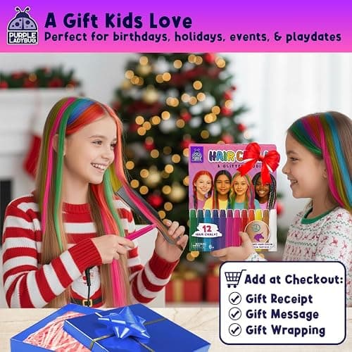 Hair Chalk for Girls Washable Hair Dye - Stocking Stuffers for Kids 8-10 6-8, Christmas Gifts for Girls 6 7 8 9 10 11 12 Years Old, Temporary Hair Color for Kids Tweens Teens Birthday Party, 12 Colors thumbnail 3