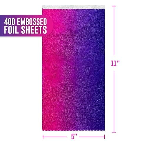 Colortrak Pink/Purple Gradient Pop-up Foil w/Dispenser (400 Count), Pre-cut Sheets, Non-Slip Embossed Texture, 5" x 10.75" Sheets for Hair Foil Coloring and Highlighting Sheet Applications thumbnail 2