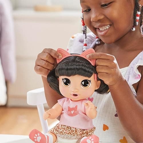 Baby Alive Super BFF Katie Kat Black Hair Dress Up Baby Doll Playset, 11 Inches, Toys for 3 Year Old Girls & Boys & Up (Amazon Exclusive) thumbnail 5