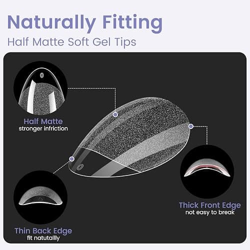 Extra Short Almond Nail Tips: 240Pcs Small Almond Shape Soft Gel Fake Nail Tips for Nail Extension, 12 Sizes Full Cover Clear Press on Nails for Girls for Home DIY Salon thumbnail 3