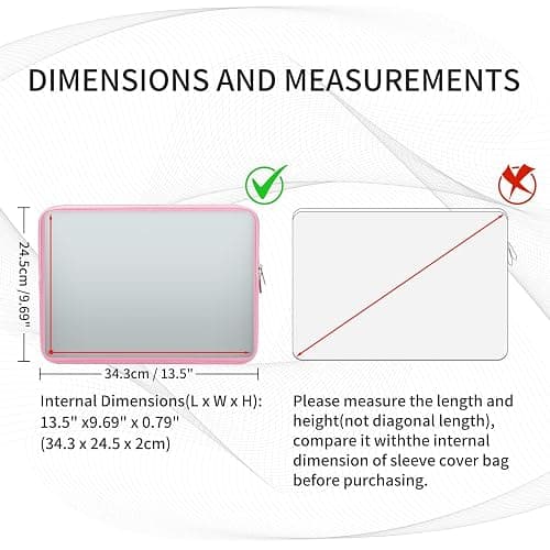 RAINYEAR 14 Inch Laptop Sleeve Protective Case Soft Lining Padded Zipper Cover Carrying Bag Compatible with 15" Macbook Air M2 M3 M4 14" Notebook Computer Tablet Ultrabook Chromebook(Pink) thumbnail 4