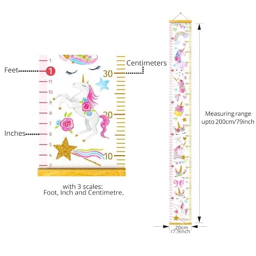 HomeEvolution Kids Growth Chart Height Measuring Chart, Unicorn Canvas Wall Hanging Rulers for Baby Children Girls Bedroom Decor thumbnail 7