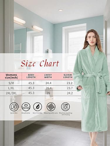 Soft Robe For Women，Warm Plush Bath Robes Female，Spa Towel After Shower Lightweight Long Bathrobe thumbnail 6