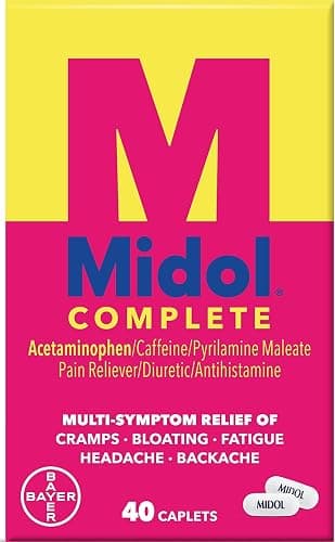 Midol Complete Menstrual Pain Relief Caplets, 40 Count - Provides Cramp, Headache, and Bloating Relief - Image 1