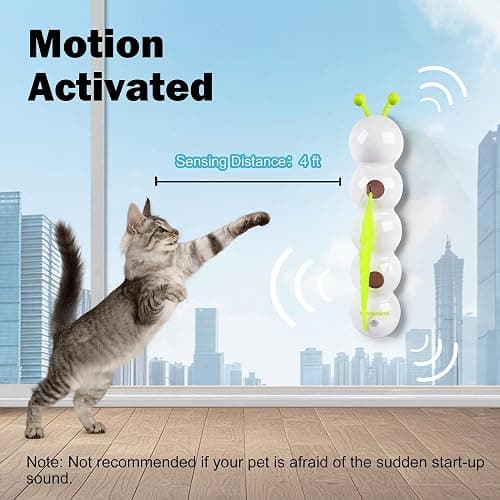 Interactive Cat Feather Toy, Caterpillar Cat Toy Automatic Fluffy Tail Teaser with Motion Sensor, USB Rechargeable, Suction Cup for Stable Play, Perfect for Indoor Cats thumbnail 4