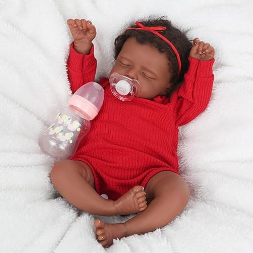 CHAREX Realistic 18 Inch Reborn Baby Doll - African American Sleeping Newborn Handcrafted Lifelike Black Skin Perfect for Kids Aged 3 and Up with Accessories thumbnail 7