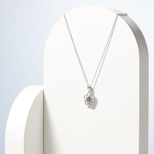 Amazon Collection Genuine or Created Gemstone Birthstone Flower Pendant Necklace with Chain in Sterling Silver, 18" thumbnail 4